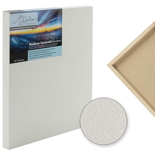 Da Vinci Pro Medium Textured Gesso Panel -11x14" - 4 Pack - 7/8" Depth Wood Panels for Painting - Accepts Mediums Like Canvas - for Oils, Acrylics, Mixed Media, Pastels & Drawing Sticks - size: 11x14" - 4 Pack, style: 7/8" Depth
