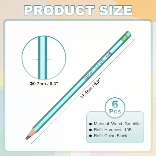 PATIKIL 10B Drawing Pencils for Sketching, Set of 6 Hexagonal Graphite Sketch Pencils Professional Sketching Art Supplies for Drawing Shading Writing Art Artists Beginners, Black - style: 10B