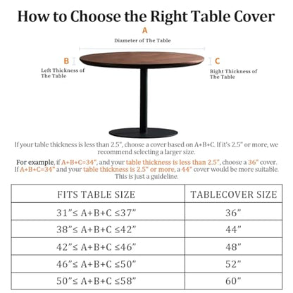 Round Tablecloth Stretch Round Fitted Tablecloth with Elastic, Boho Waterproof Table Cloth for 42"-46" Round Table, 48Inch - color: A-boho-1, size: 48" (Round)