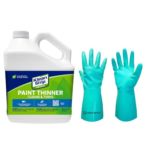 Klean Strip Green Paint Thinner - 1 Gal - Odorless Paint Thinner for Oil Painting and Stains - Varnish Thinner - Low-Fume Solvent for Cleaning Painting Tools - Available with Omni Depot Gloves