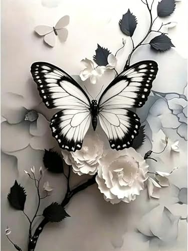 Butterfly Diamond Painting Kits for Adults,Flowers Diamond Art Kits - color: KM1071-1