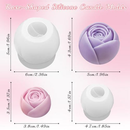 Rose Candle Mold, Set of 2 Size Budding Rose Making Molds - color: clear