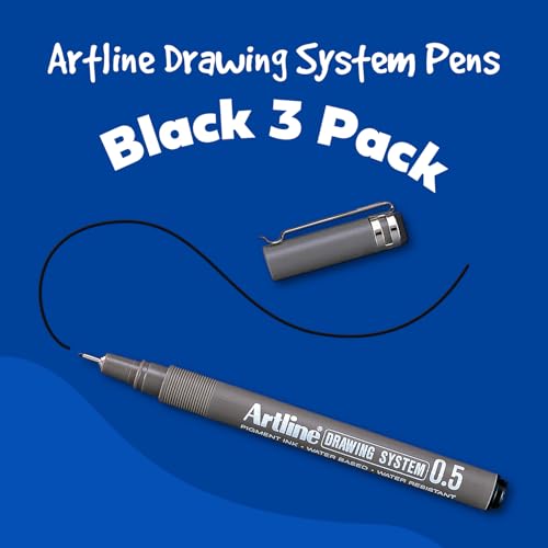 Artline 230 Drawing System Fineliner Pens, Art Technical Drawing Sketch Pens, Ideal for Drafting, Illustrating & More, Black, 0.1mm, 0.3mm, 0.5mm Fine Tips, 3-Pack - style: 0.1, 0.3, 0.5mm Nib Sizes | 3-Pack