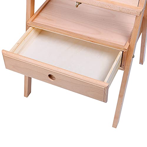 Mont Marte Signature Tilting Box Floor Easel Beech Wood, Holds Canvases up to 92cm (36.2in) in Height, Angle Adjustment, Sturdy Base, Built-in Drawers for Art Supplies, Artist Painting Easel. - color: Light Brown