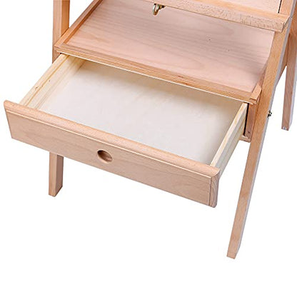 Mont Marte Signature Tilting Box Floor Easel Beech Wood, Holds Canvases up to 92cm (36.2in) in Height, Angle Adjustment, Sturdy Base, Built-in Drawers for Art Supplies, Artist Painting Easel. - color: Light Brown