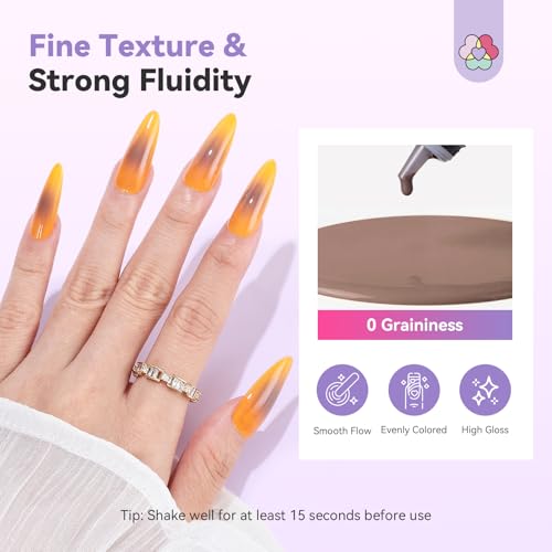 SAVILAND Dilution Free Airbrush Gel Nail Polish: Dark Nude Nail Airbrush Paint High Coverage Hema ＆ Acetone Free with Fine Mist No Clogging for Ombre French Nail Art Design Salon 20 ml - color: Dark Nude