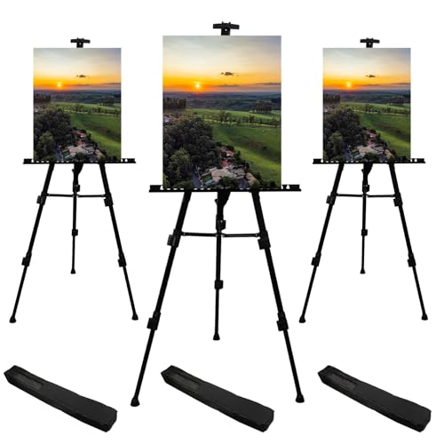 RRFTOK Black 3 Pack 21-66 Inch Art Easel Stand for Painting and Sign - style: 66BL 3-pack