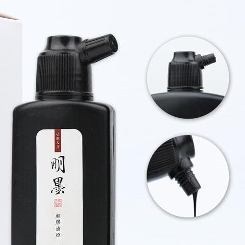 Calligraphy and Sumi Liquid Ink, Traditional Black Sumi Ink for Chinese Calligraphy, Painting and Japanese Brush Art, Light Glue (16.9 OZ/ 500ml) - color: Black 500ml