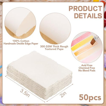 Prudiut Cotton Watercolor Paper, 50 Sheets, 2 x 3.5 in, 300 GSM - size: 2 x 3.5inch