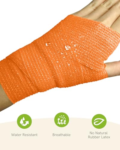 FriCARE Self Adhesive Bandage Wrap, Medical Tape in First Aid Kit | Elastic Cohesive Bandages for Sports/Vet/Wrist Ankle Wounds, 2 Inches X 5 Yards, Latex-free 6 Rolls, Xtra Fiesta - color: Xtra Fiesta