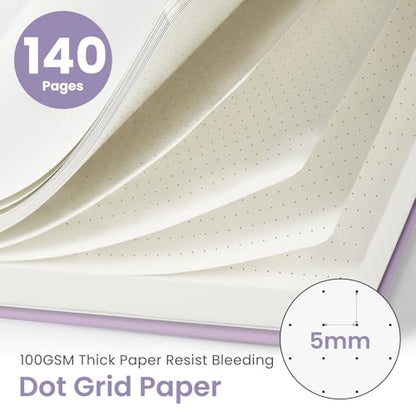 Taja Dotted Spiral Journal Notebook for Women & Men, 140 Pages, Dotted Notebook for Journaling & Note Taking, Journals for Writing, A5(5.7" x 7.9") – Purple - color: E.Purple, style: b-Dotted