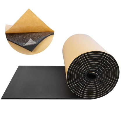 FONUNO Neoprene Foam Padding with Adhesive Closed Cell Foam, Black | Self Adhesive Foam Sheets Neoprene Foam Roll Padding for Gaskets Liner Crafts DIY, 12" Wide x 118" Long x 1/4" Thick - color: Black, size: 12" Wide x 118" Long x 1/4" Thick