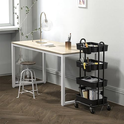 Simple Houseware 4-Tier Rolling Utility Cart with Hanging Bucket, Black - color: Black, size: 4-Tier