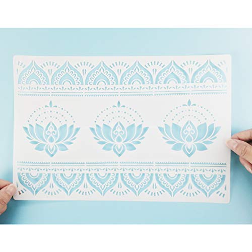 Flower Border Mandala Stencils, 8 Pcs for Painting on Wood Canvas Paper, DIY Craft Stencils - 8.3"x11.8"