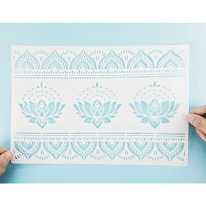 Flower Border Mandala Stencils, 8 Pcs for Painting on Wood Canvas Paper, DIY Craft Stencils - 8.3"x11.8"
