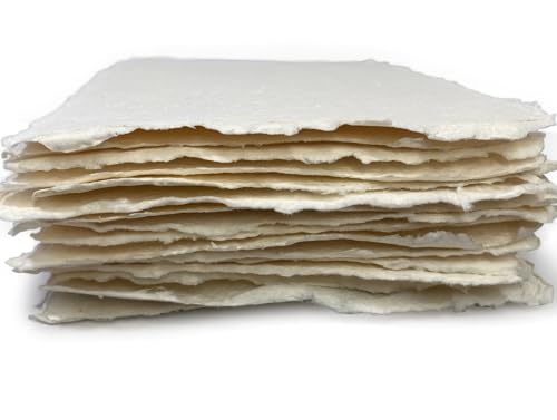Wanderings Thick Handmade Watercolor Paper with Deckled Edge A5-5.8" x 8.3" - 500GSM Premium Ivory Cold-Pressed Textured Mixed Media Paper Made with Recycled Cotton - 15 Loose Leaf Sheets - color: Ivory, size: 5.8x8.3 inches