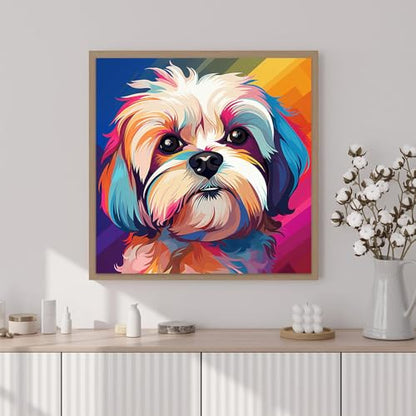 Artunion Framed Paint by Numbers Kit for Adults Beginners & Kids Ages 8-12,Shih Tzu Paint by Number with Frame,Dog Animal Easy Paint by Numbers Kit on Canvas 10 * 10 Inch Without Easel - color: ZXT-375-F