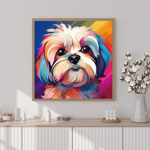 Artunion Framed Paint by Numbers Kit for Adults Beginners & Kids Ages 8-12,Shih Tzu Paint by Number with Frame,Dog Animal Easy Paint by Numbers Kit on Canvas 10 * 10 Inch Without Easel - color: ZXT-375-F