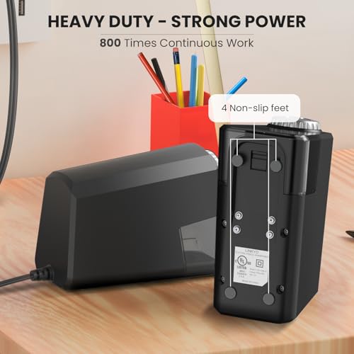 Heavy Duty Electric Pencil Sharpener – 6-Hole for 6-12mm Pencils, Auto Start/Stop, Fast 4s Sharpening, Zinc Alloy Blade, 10,000+ Sharpenings – Ideal for Classroom, Office & Art Use(S260) - color: Black