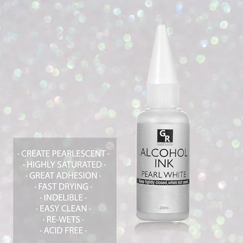 White&Pearl Alcohol Ink Set -4 Colors Alcohol Based Ink for Resin Art, Fluid Art,Resin Craft,Resin Petri Dish，Alcohol Ink Paint for Yupo,Tumbler(White Set)