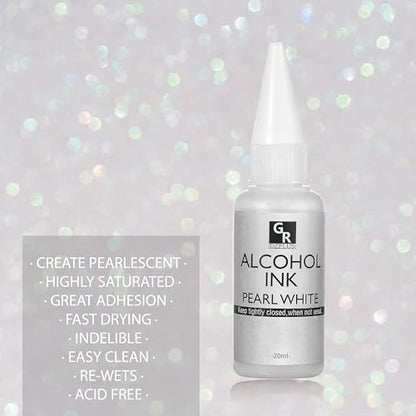 White&Pearl Alcohol Ink Set -4 Colors Alcohol Based Ink for Resin Art, Fluid Art,Resin Craft,Resin Petri Dish，Alcohol Ink Paint for Yupo,Tumbler(White Set)