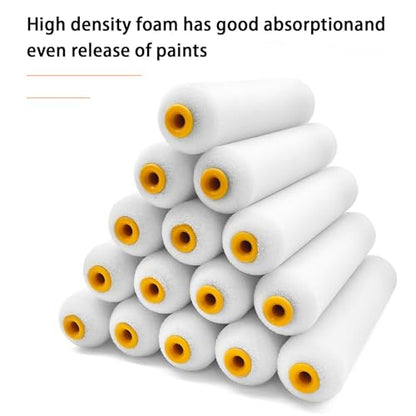 15 Pieces Paint Roller Cover, 6 inch Foam Roller Brushes | High Density Foam Paint Rollers, Mini Paint Roller Kit for Painting Walls, Ceilings, Cabinets, Cupboards, Doors - size: 6",15pcs