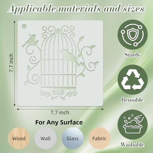 Bird Stencils for Crafts Reusable 16Pcs Stencils(7.7X7.7 Inch) - color: Bird