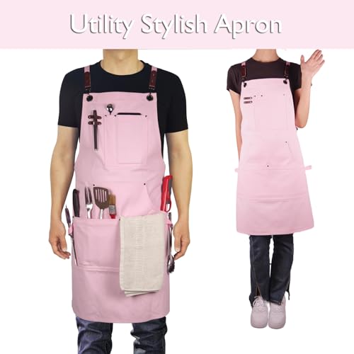 Kitchen, Work Apron, Canvas Apron, Pink - color: Pink