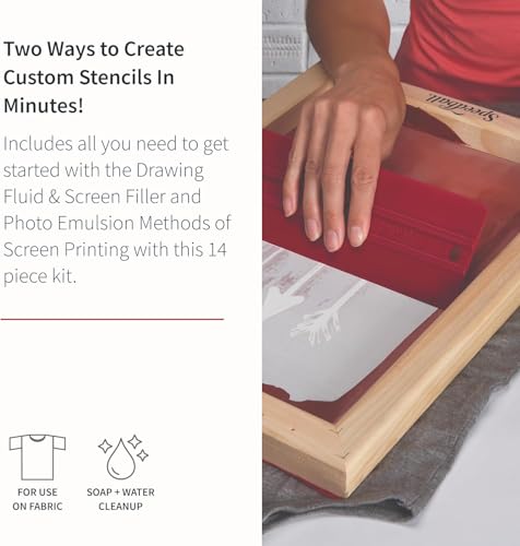 Speedball Intermediate Screen Printing Kit - Make Your Own Custom T-Shirt Prints - 2 Fabric Inks, Silk Screen Frame, Drawing Fluid, Squeegee, Instructions - Made in USA