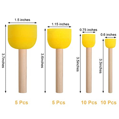 30 Pcs Round Sponges Brush Set, Round Sponge Brushes for Painting, Paint Sponges for Acrylic, Painting Tools for Kids Arts and Crafts (4 Sizes) (Pack of 3) - size: 30 PCS (Pack of 3)