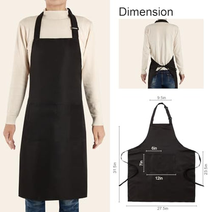 2 Pack Kitchen Cooking Aprons, Adjustable Bib Soft Chef Apron with 2 Pockets for Men Women - color: White