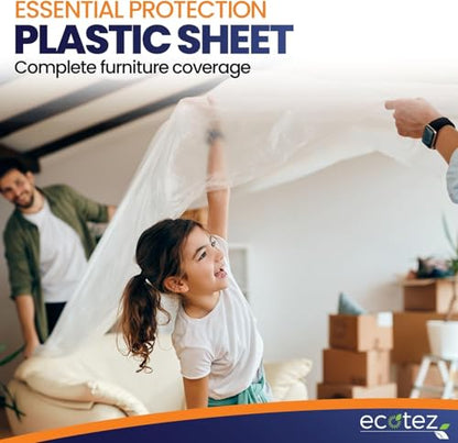 20 Pack 12 x 9 ft Extra Large Plastic Drop Cloth for Painting | Light & Durable Tarp Cover for Furniture Plastic Clear Tarp Waterproof - Paint Floor Covering - Painters Drop Cloth Sheeting - size: 20 Pack