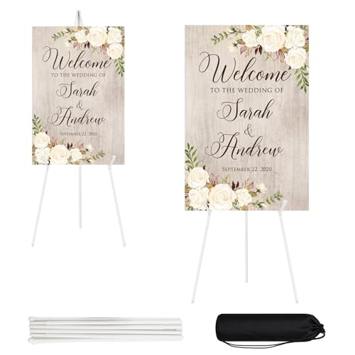 JEAWIWI 2 Pcs Lightweight Easel Stand, 66 Inch, White, with Carry Bags - color: White, size: 2 PCS