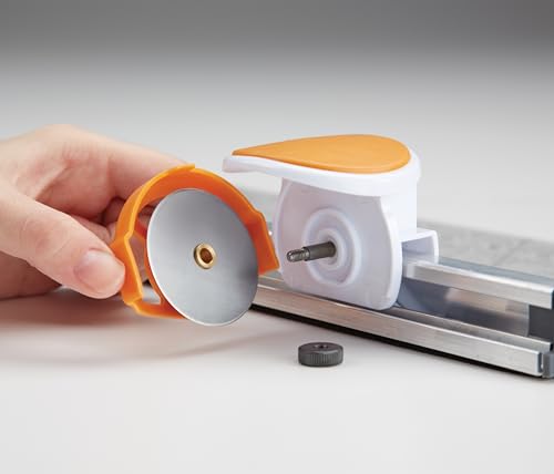 Fiskars Rotary Cutter and Ruler, Quilting Ruler, Rotary Cutter for Fabric, Built-In Measuring Grid & Spring-Action Blade, 24” x 6”, Gray/Clear - size: 24" x 6"