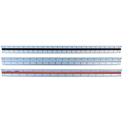 Triangular Engineering Scale Aluminum Ruler - Architects and Engineers, 12"