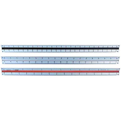 Triangular Engineering Scale Aluminum Ruler - Architects and Engineers, 12"