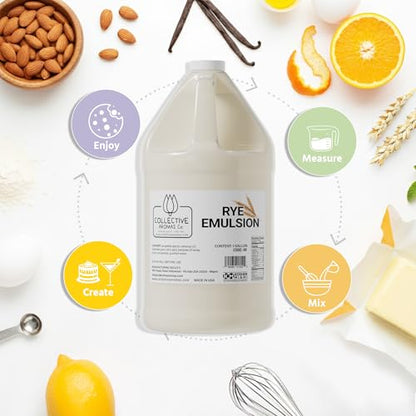 Collective Aromas Co. Rye Emulsion for Baking, Concentrated Rye Flavoring for Bread, Cookies, Cakes & Frosting, Heat-Stable Liquid, 1 Gallon 128 fl oz, Kosher, Made in USA - size: Rye - 1 Gallon (128 fl oz)