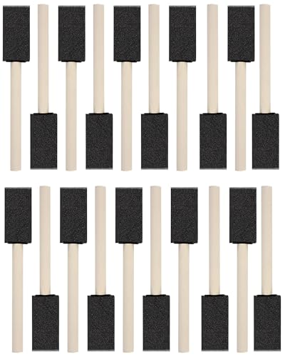 WAFJAMF 20 Pack Poly Foam Paint Brushes 1 Inch Sponge Painting Set Black - size: 20 Pcs