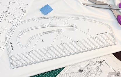 Liquidraw Pattern Maker & Grading Ruler Set | Imperial & Metric Sewing Tools for Pattern Cutting, Marking & Drafting | Clear Acrylic Quilting & Dressmaking Rulers for Fashion Design & Tailoring - style: Pattern Maker & Grading Ruler Set