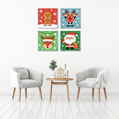 Mrnsiet 4 Pack Framed Paint by Numbers Kit for Kids, Christmas Easy Paint by Numbers for Kids Ages 8-12, DIY Acrylic Oil Painting Drawing Kit for Children Beginner 8x8 Inch - color: DKMT0991+DKMT0992+DKMT0993+DKMT0994-US