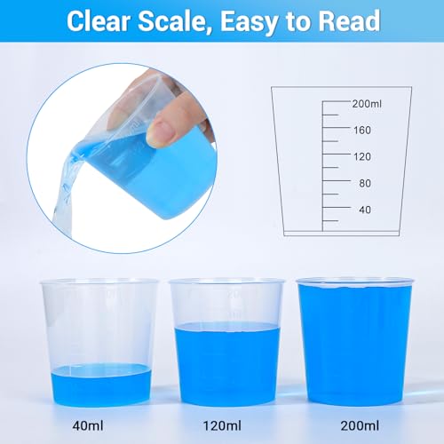 Gartful Epoxy Measuring Cups Kit - 10 Pack, 30/50/100/200ml Mixing Cups for Epoxy Resin Crafts, Liquid Measuring, Resin Mixing, Paint Pouring, Slime Making - size: 30/50/100/200ml