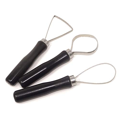 Honbay 3-Piece Clay Sculpture Tools Big Loop Scraper Knife with Sawtooth