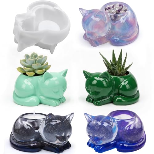 3D Cat Resin Molds, Animal Candle Silicone Molds for Epoxy Resin - color: Cat Resin Mold