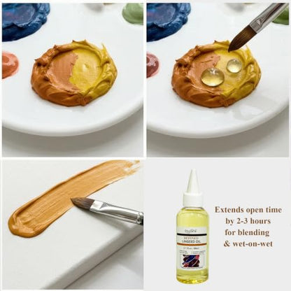 Refined Linseed Oil 2.7oz – Artist Grade for Thinning Oil Paints | Slows drying time.Increases gloss & transparency.Ideal oil paint medium for artists.Smooths brushwork.Enhances color depth