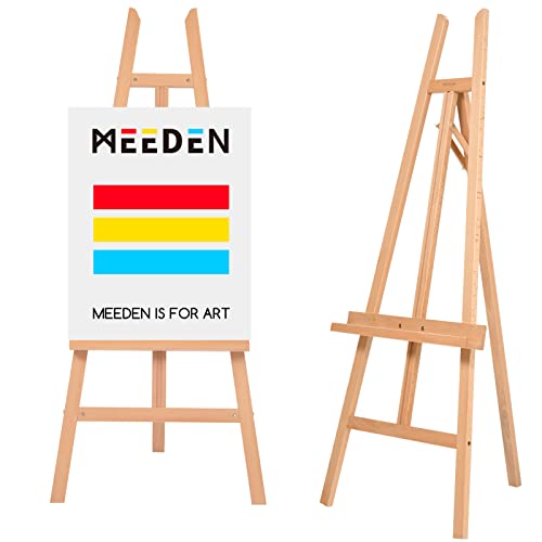 MEEDEN Art Easel Stand for Display - Adjustable Beech Wood Floor Easels for Painting, Holding Canvas up to 60", Ideal for Artist, Adults Painting Canvas, Drawing, Signs - Middle - color: Natural, size: Medium