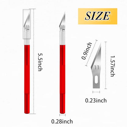 Exacto Knife,Hobby Knife,74 Pack with 4 Upgrade Sharp Hobby Knives and 70 Spare Exacto Knife Blades for Art, Scrapbooking,Stencil (Red) - color: Red