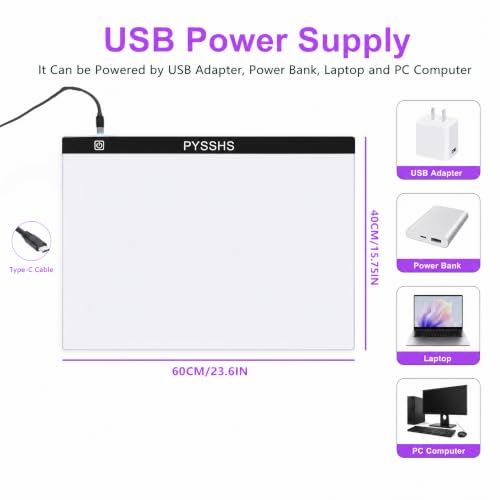 Large A2 LED Light Pad for Diamond Art Painting & Tracing, USB-Powered Light Board with 3 Brightness Levels - Includes Clips & Painting DIY Tools Kit - size: A2 (Light Pad)