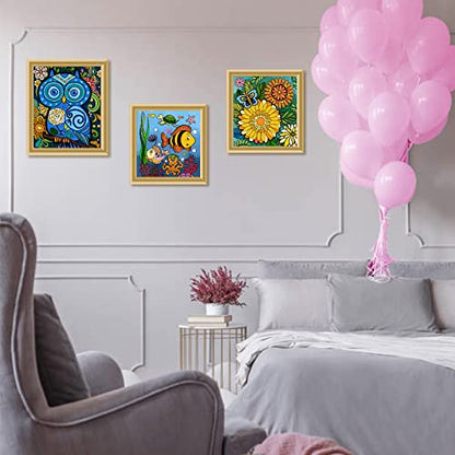 3 Pack Paint by Numbers for Kids Ages 8-12, Pre-Printed Acrylic Oil Painting, Includes (8x10, 8x9, 8x8 inch) Framed Canvas with 30 Acrylic Paint Pots, 5 Brushes for Kids, Art Supplies for Kids 9-12 - color: Undersea