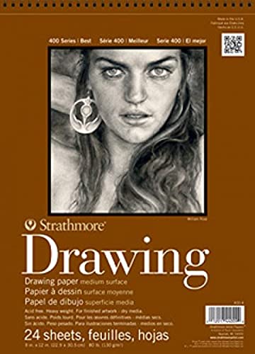 Strathmore Medium Drawing Spiral Paper Pad 8"X10"-24 Sheets -400300 - color: white, size: 8x10