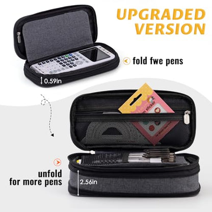 EASTHILL Big Capacity Pencil Pen Case Office College School Large Storage High Capacity Bag Pouch Holder Box Organizer (Deep Gray) - color: Black